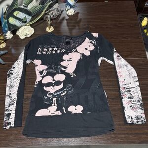 Black and Pink Graphic Long Sleeve Shirt